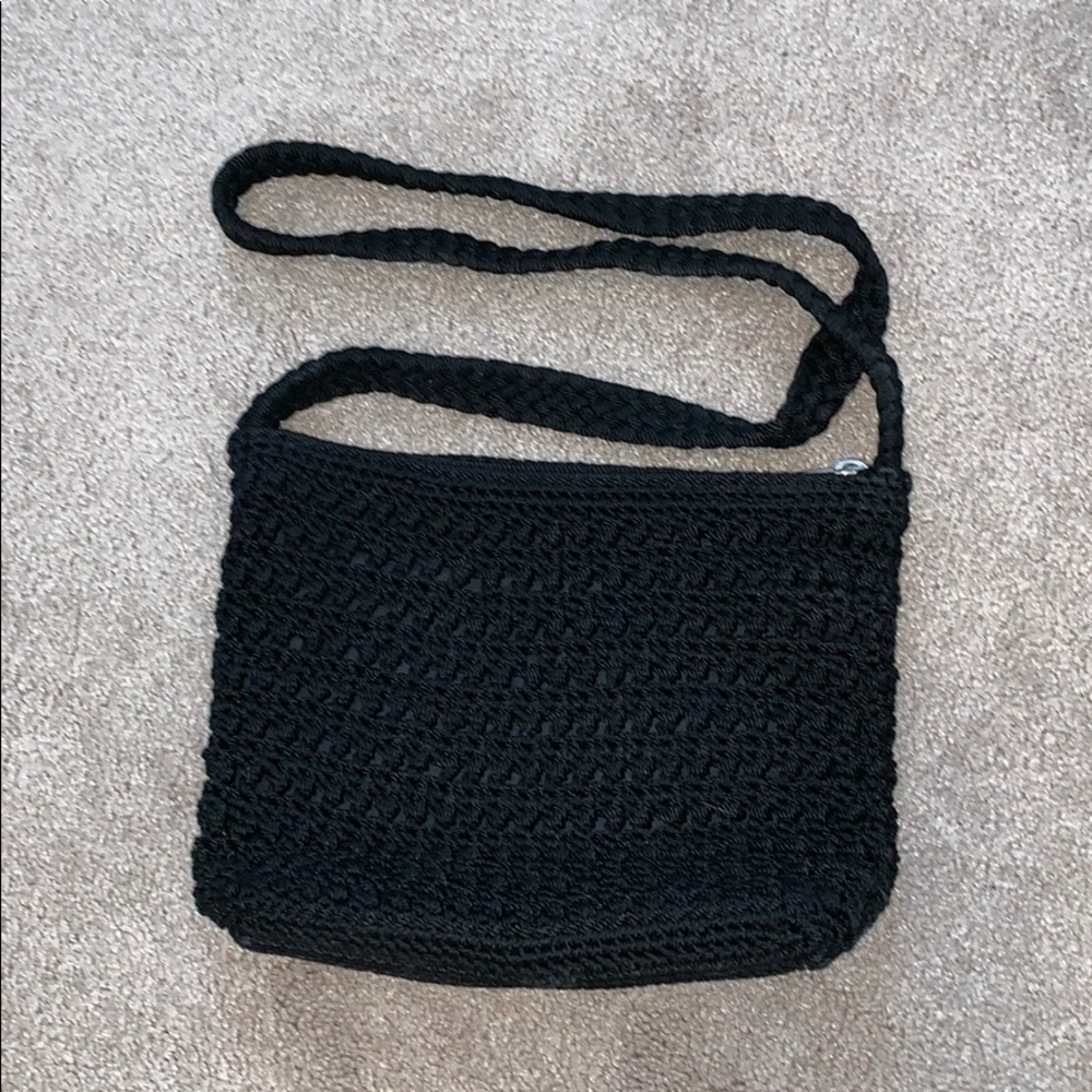 Black crotchet crossbody purse